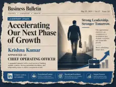 Krishna Kumar's appointment as COO — announced on LinkedIn